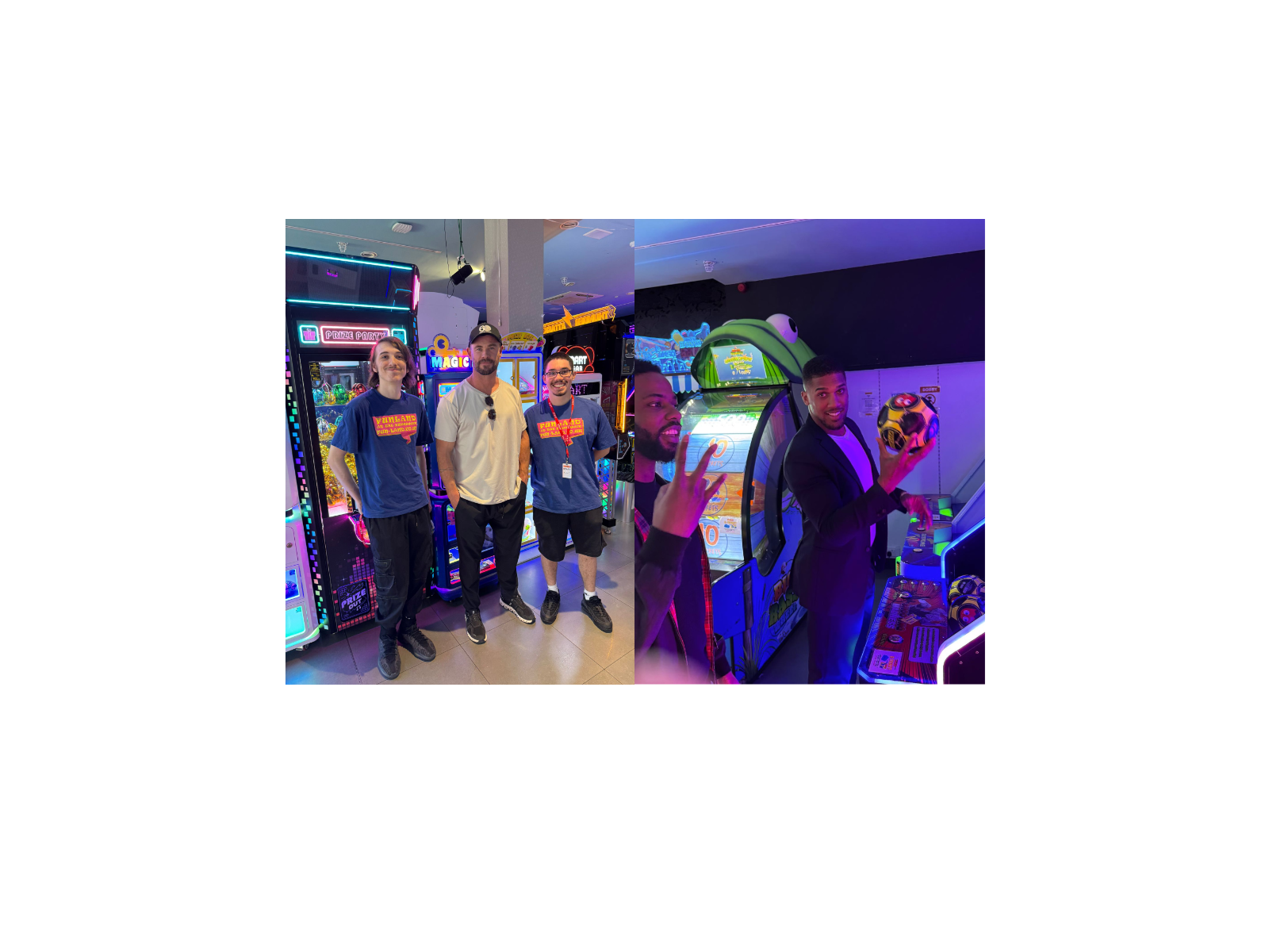 chris hemsworth and anthony joshua at funland